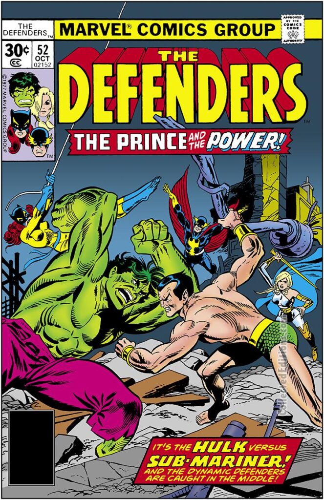 Defenders #52 cover; pencils, Gil Kane; inks, Frank Giacoia; Hulk vs. Namor the Sub-Mariner