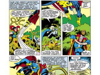 Defenders #60, pg. 14; pencils, Ed Hannigan; inks, Dan Green