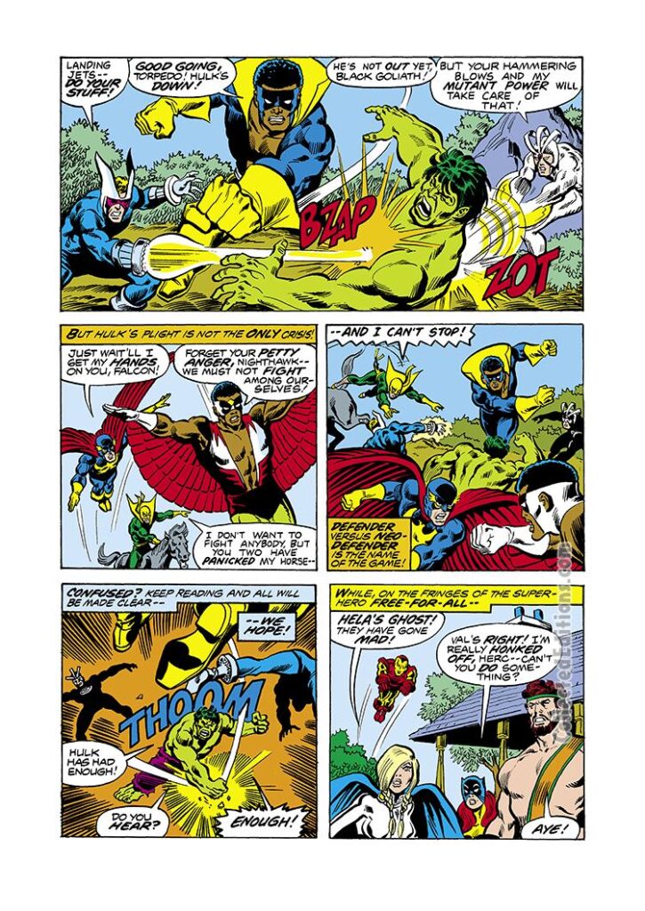 Defenders #63, pg. 2; pencils, Sal Buscema; inks, Jim Mooney