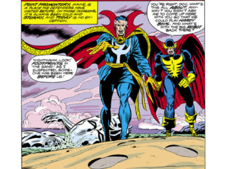 Defenders #69, pg. 1; pencils, Herb Trimpe; inks, Al Milgrom