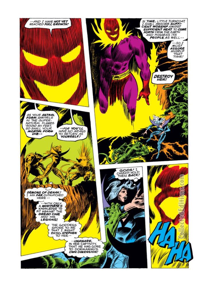 Doctor Strange #7, pg. 4; pencils, Gene Colan; inks, John Romita Sr.; Dormammu, Clea