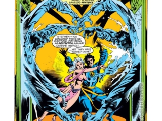 Doctor Strange #33, pg. 1; pencils, Tom Sutton; inks, Rudy Nebres Doctor Strange #33, pg. 1; pencils, Tom Sutton; inks, Rudy Nebres; All My Dreams Against Me; Clea