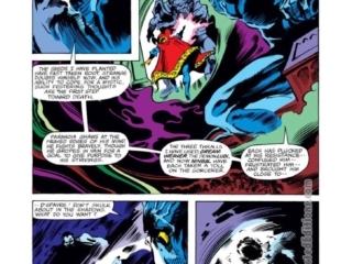 Doctor Strange #37, pg. 5; pencils, Gene Colan; inks, Dan Green Doctor Strange #37, pg. 5; pencils, Gene Colan; inks, Dan Green; Ningal, D'Spayre; Roger Stern