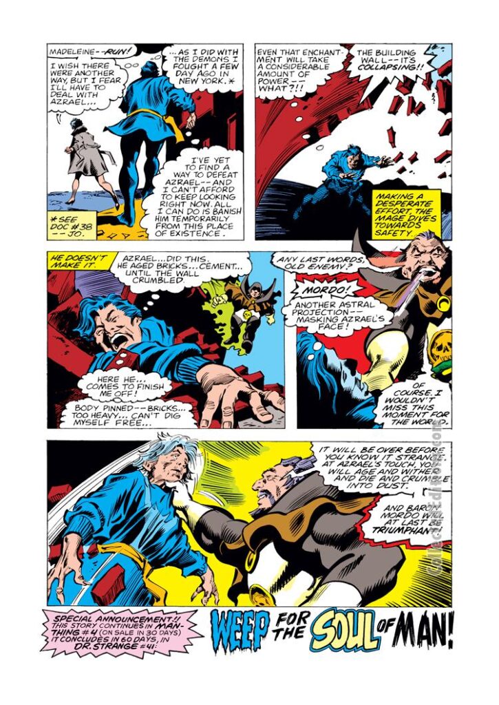 Doctor Strange #40, pg. 18; pencils, Gene Colan; inks, Dan Green; Baron Mordo, Chris Claremont