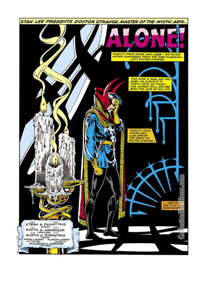 Doctor Strange #54, pg. 1; pencils, Paul Smith; inks, Terry Austin