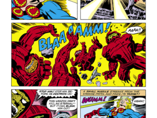 Eternals #4, pg. 4; pencils, Jack Kirby; Ikaris super-powers