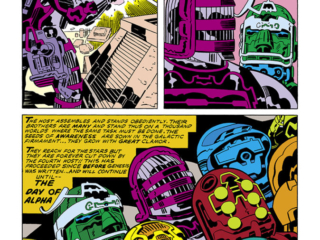 Eternals #7, pg. 12; pencils, Jack Kirby; inks, Mike Royer; Celestials; Jemiah; Tefral the Surveyor, The Fourth Host, Gammenon, The One Above All