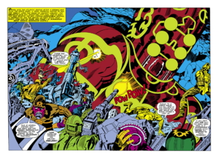Eternals #10, pgs. 2-3; pencils, Jack Kirby; Eson the Searcher, Celestials