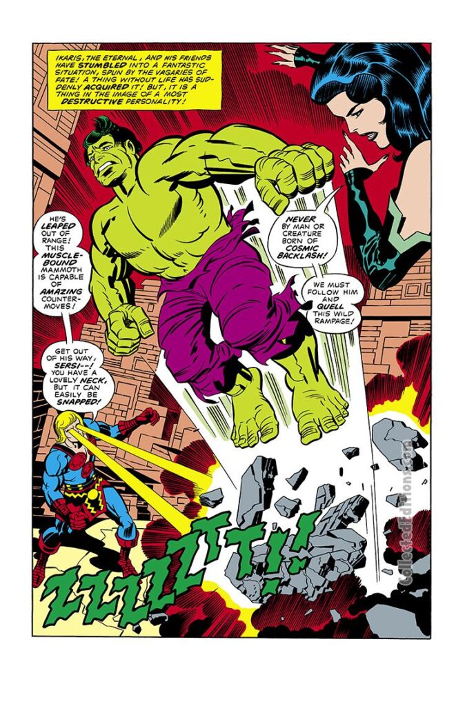 Eternals #15, pg. 2; pencils, Jack Kirby; Cosmic Hulk; Sersi/Ikaris