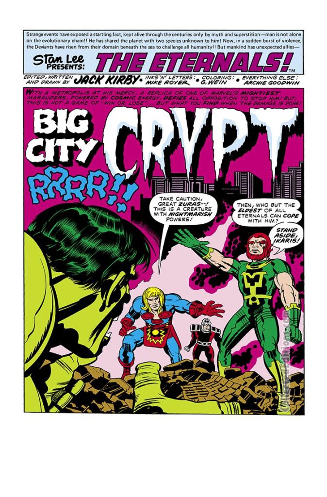 Eternals #16, pg. 1; pencils, Jack Kirby; Cosmic Hulk