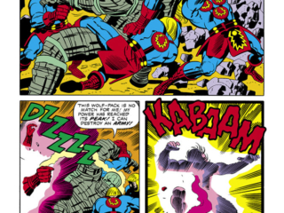 Eternals #17, pg. 12; pencils, Jack Kirby; Dromedan vs. Ikaris