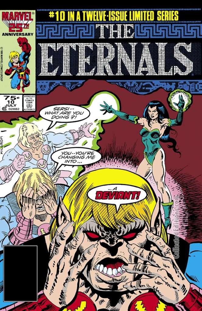 Eternals (1985) #10, cover; pencils and inks, Al Milgrom; Sersi changes Ikaris to a Deviant
