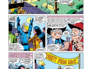 Fantastic Four #192, pg. 8; layouts, George P&eacute;rez; pencils and inks, Joe Sinnott; Wyatt Wingfoot, Johnny Storm/Human Torch, drag racing, sports car, Mr. Longhorn