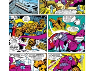 Fantastic Four #193, pg. 2; layouts, Keith Pollard; pencils and inks, Joe Sinnott; Thing/Ben Grimm, Darkoth the Death-Demon, first appearance