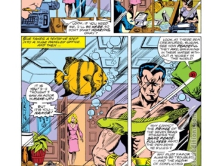 Fantastic Four #195, pg. 4; layouts, Keith Pollard; pencils and inks, Pablo Marcos; Rona Barrett, Sub-Mariner, Namor