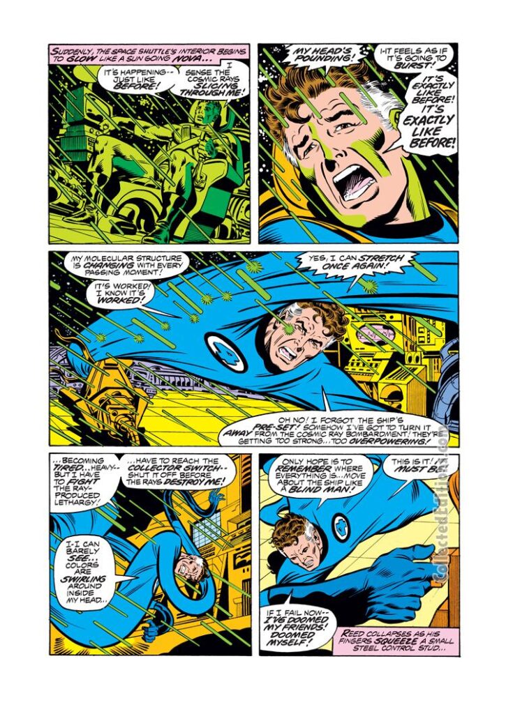 Fantastic Four #197, pg. 5; layouts, Keith Pollard; pencils and inks, Joe Sinnott; Mr. Fantastic, Cosmic Rays