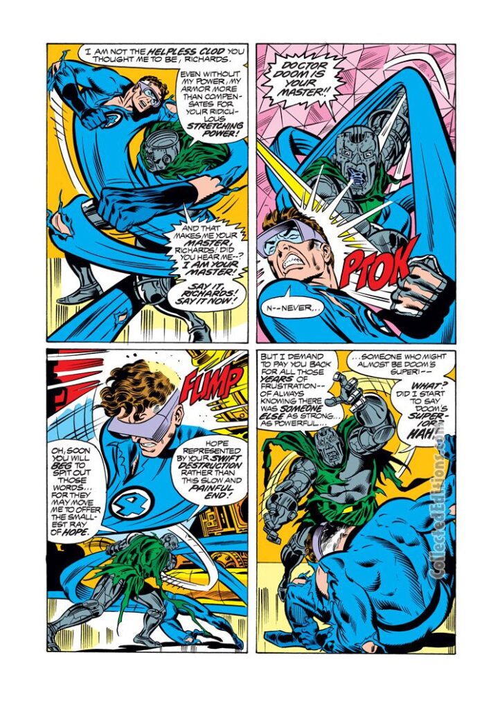 Fantastic Four #200, pg. 30; layouts, Keith Pollard; pencils and inks, Joe Sinnott; Doctor Doom vs. Mr Fantastic