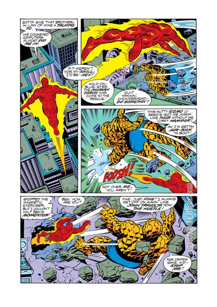 Fantastic Four #201, pg. 11; layouts, Keith Pollard; pencils and inks, Joe Sinnott; Human Torch vs. Thing