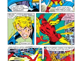 Fantastic Four #202, pg. 2; layouts, John Buscema; pencils and inks, Joe Sinnott; Iron Man, Thing