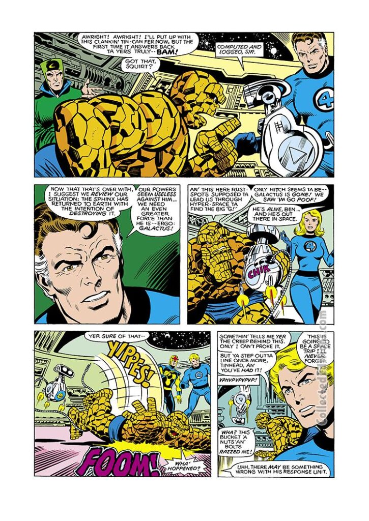 Fantastic Four #209, pg. 3; pencils, John Byrne; inks, Joe Sinnott; Herbie the Robot, The Thing