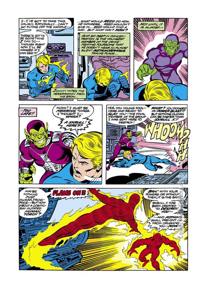 Fantastic Four #214, pg. 6; pencils, John Byrne; inks, Joe Sinnott; Human Torch/Super-Skrull