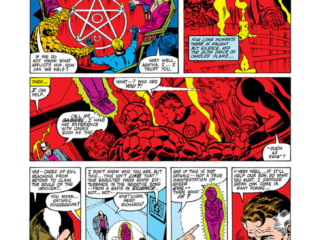 Fantastic Four #222, pg. 16; pencils, Bill Sienkiewicz; Agatha Harkness seance, Gabriel Devil-Slayer