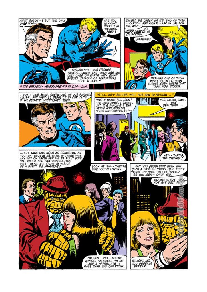 Fantastic Four #226, pg. 3; pencils, Bill Sienkiewicz; Alicia Masters/Thing