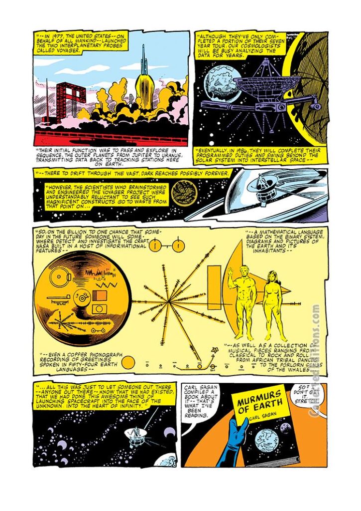 Fantastic Four #230, pg. 21; pencils, Bill Sienkiewicz; Murmurs of Earth by Carl Sagan