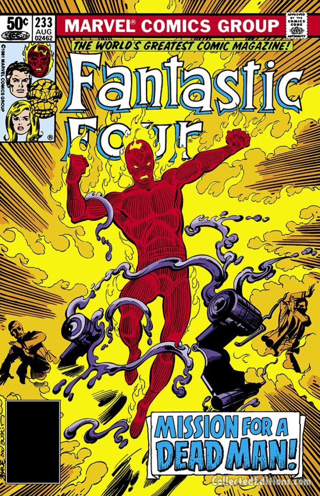 Fantastic Four #233 cover; pencils, John Byrne; inks, Terry Austin; Human Torch