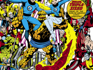 Fantastic Four #236 cover; pencils, John Byrne; inks, Terry Austin; 20th anniversary issue, Stan Lee/Jack Kirby