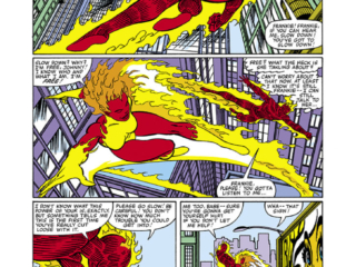 Fantastic Four #238, pg. 5; pencils and inks, John Byrne; Human Torch and Frankie Raye