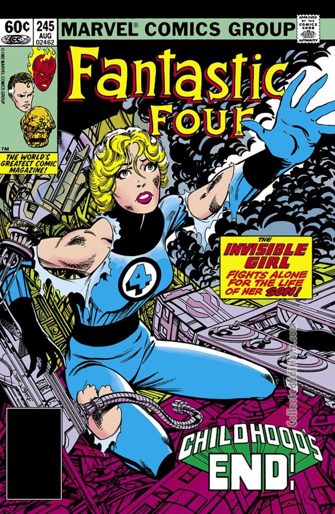 FF #245 cover; pencils and inks, John Byrne; Invisible Woman miscarriage