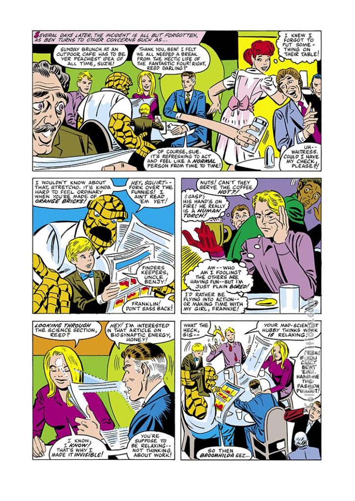 Fantastic Four Annual #16, pg. 9; pencils and inks, Steve Ditko; Invisible Woman, Thing, Human Torch