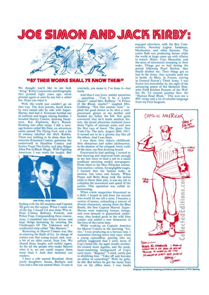 F.O.O.M. #8, pg. 16; Joe Simon and Jack Kirby article