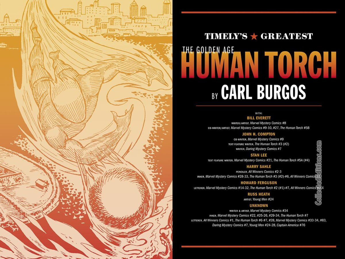 Timely's Greatest: The Golden Age Human Torch by Carl Burgos Omnibus - Table of Contents