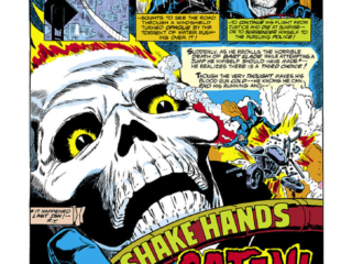 Ghost Rider #2, pg. 1; pencils, Jim Mooney; inks, Syd Shores; Shake Hands With Satan