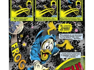 Giant-Size Man-Thing #4, pg. 33; pencils and inks, Frank Brunner; Frog Death, Howard the Duck, first solo story, Steve Gerber, Carl Barks spiritual guide, Marvel Donald Duck parody satire