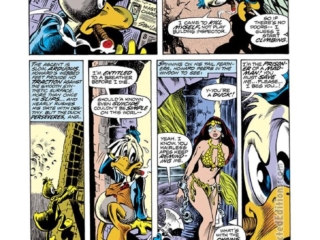 Howard the Duck #1, pg. 3; pencils, Frank Brunner; inks, Steve Leialoha; Beverly Switzler first appearance