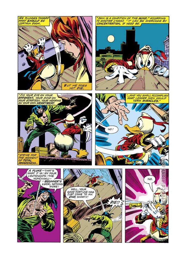 Howard the Duck #3, pg. 16; pencils, John Buscema; inks, Steve Leialoha; Beverly Switzler