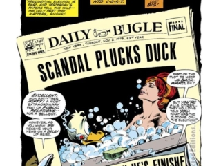Howard the Duck #9, pg. 1; pencils, Gene Colan; inks, Steve Leialoha; Steve Gerber, Scandal Plucks Duck, campaign, 1976 presidential election