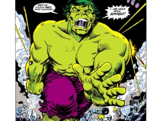 Incredible Hulk #190, pg. 1; pencils, Herb Trimpe; inks, Marie Severin splash page