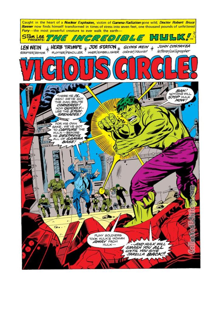 Incredible Hulk #204, pg. 1; pencils, Herb Trimpe; inks, Joe Staton, splash page