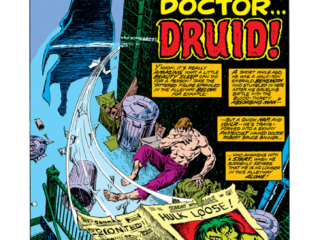 Incredible Hulk #210, pg. 1; pencils, Sal Buscema; Doctor Druid/Droom/splash page