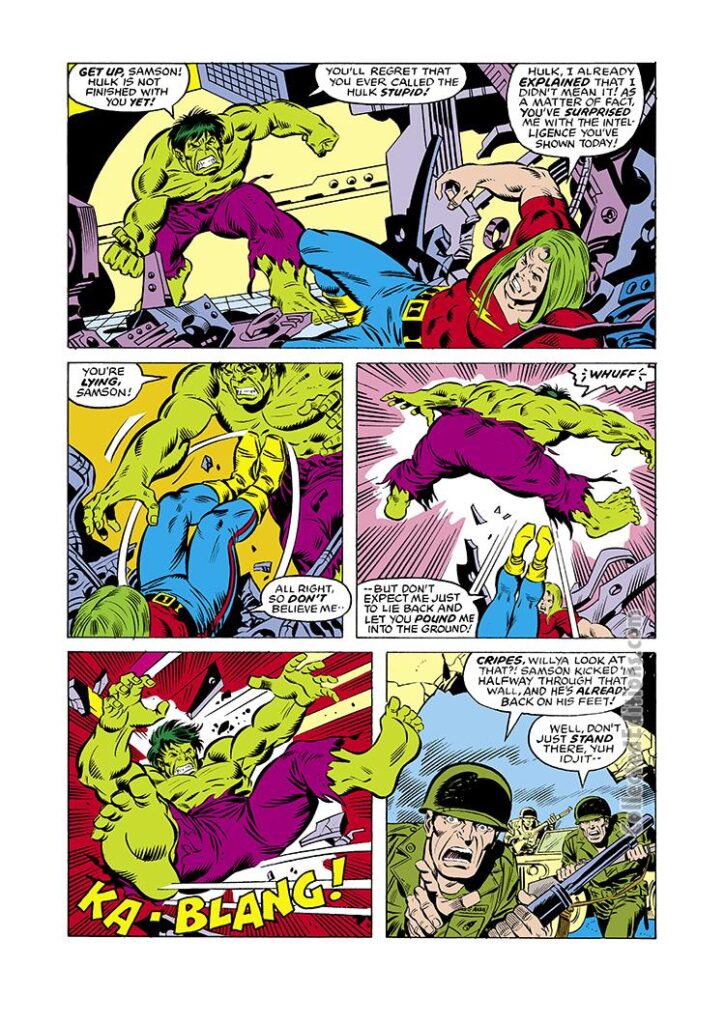 Incredible Hulk #226, pg. 4; pencils, Sal Buscema; inks, Joe Sinnott