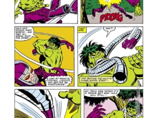 Incredible Hulk #236, pg. 2; layouts, Sal Buscema; pencils and inks, Mike Esposito; Machine Man, Aaron Stack