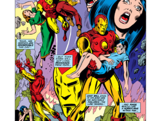 Iron Man #73, pg. 15; pencils, Arvell Jones, Keith Pollard; origin Tony Stark/Vietnam