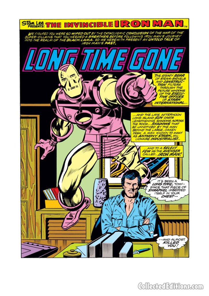 Iron Man #78, pg. 1; pencils, George Tuska; inks, Vince Colletta
