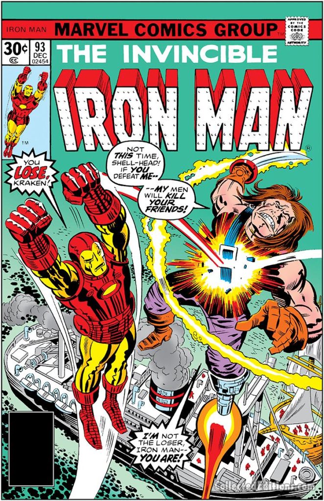 Iron Man #93 cover; pencils, Jack Kirby; inks, Al Milgrom