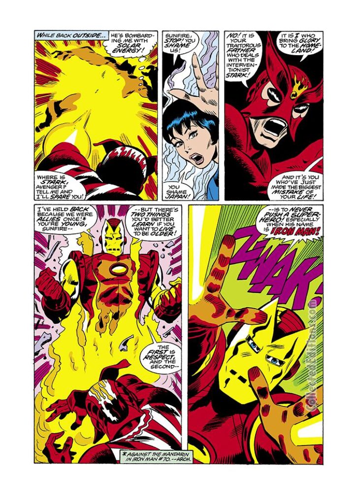 Iron Man #99, pg. 6; pencils, George Tuska; inks, Mike Esposito; Sunfire