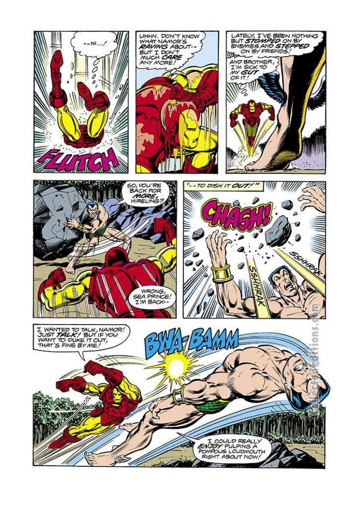 Iron Man #120, pg. 12; layouts, John Romita Jr.; pencils and inks, Bob Layton; Namor the Sub-Mariner